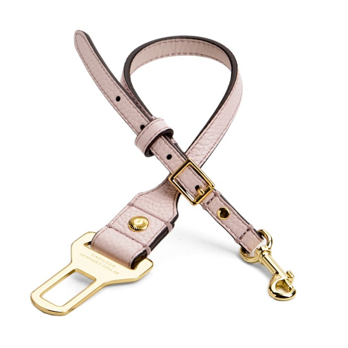 Harpeth Direct To Seatbelt Tether- Hint of Pink, Pebbled Leather- Gold Finish