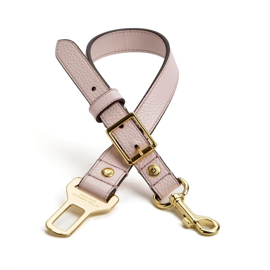Harpeth Direct To Seatbelt Tether- Hint of Pink, Pebbled Leather- Gold Finish