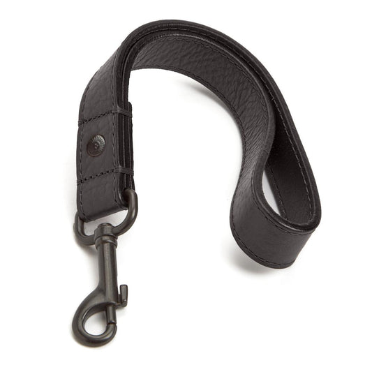 Leather Dog Short Leash & Seatbelt Tether – Black Bison / Gunmetal Finish