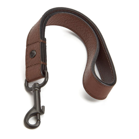 Short Leash and Loop Seatbelt Tether Pinewood Leather- Bison with Gunmetal